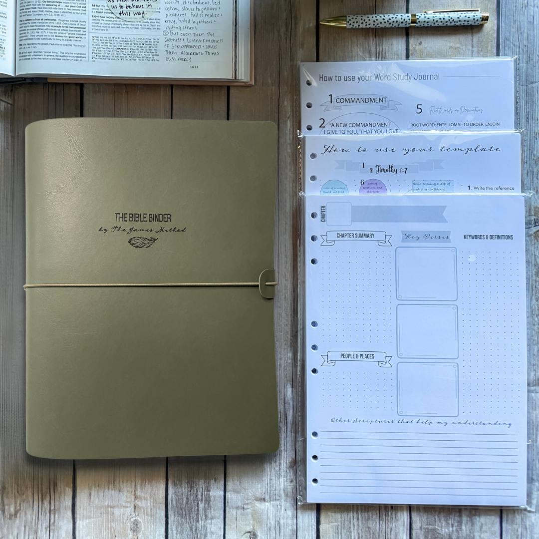 The Ultimate Bible Binder Study System-Olive (Includes our Happy Mapper Course)
