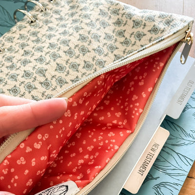 Bible Binder Zipper Pouch - Blue Blossom - The James Method