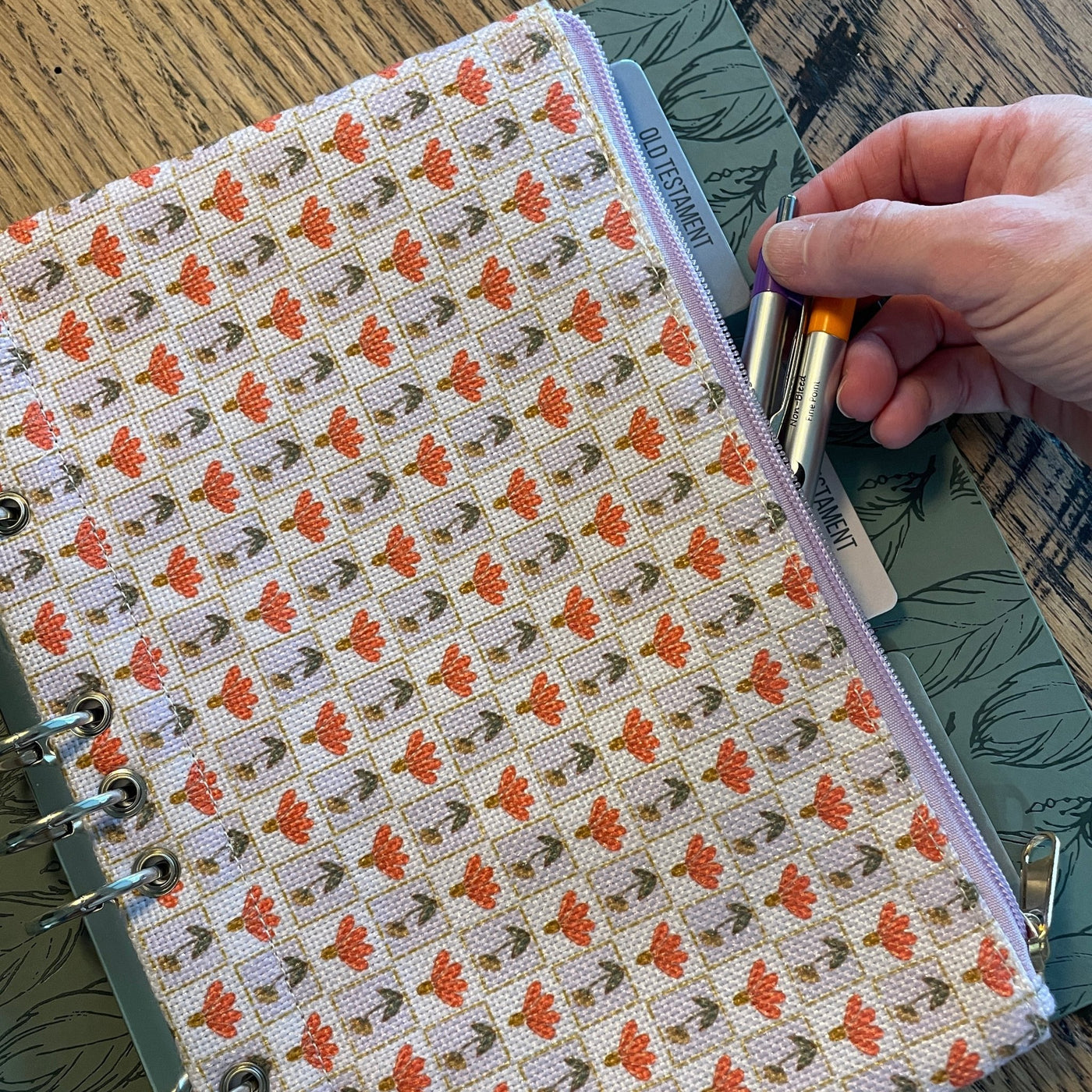 Bible Binder Zipper Pouch - Retro Flowers - The James Method