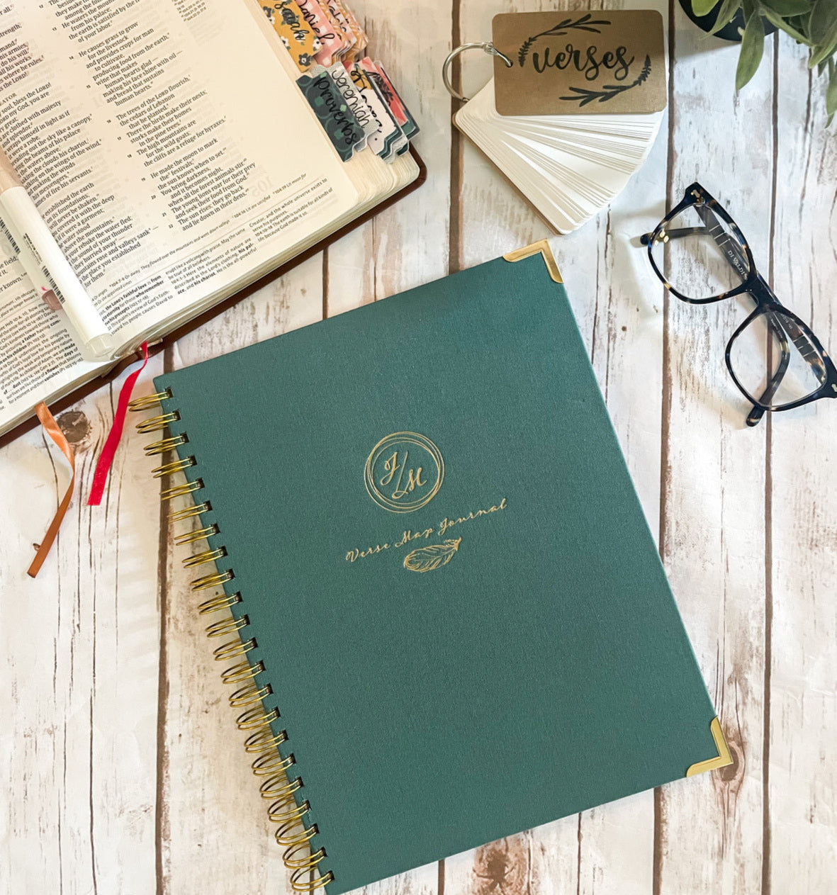 Forest Green Spiral Verse Map Journal